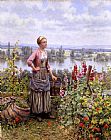 Maria on the Terrace with a Bundle of Grass by Daniel Ridgway Knight